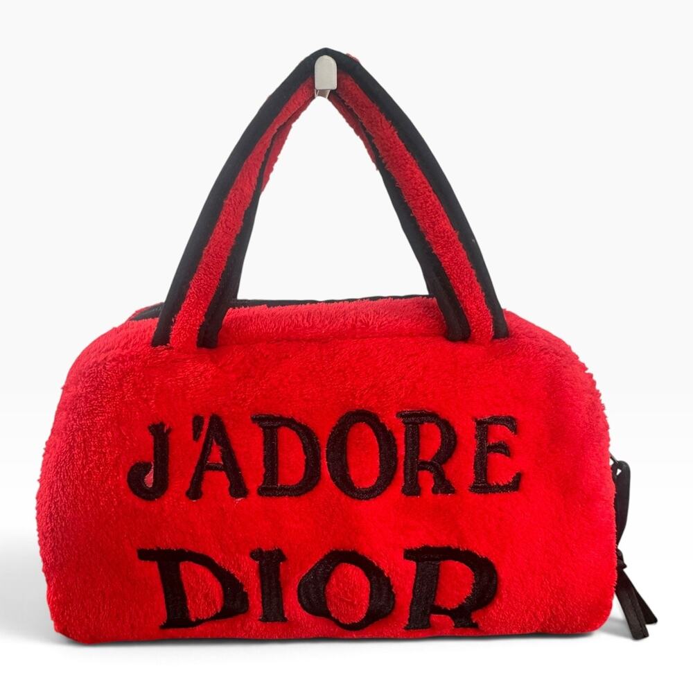 Vintage Christian Dior J’Adore Dior Red Terry Cloth Mini Bag Galliano Y2K